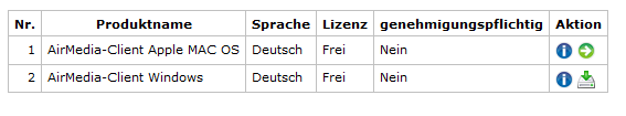 Download des AirMedia-Clients im Softwareportal