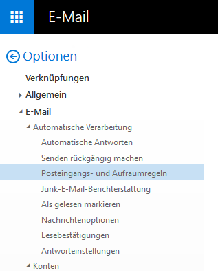 weiterleitung einrichten-Posteingangs- und aufräumregeln