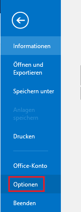 Outlook Optionen