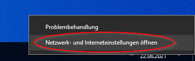 Abfrage Netzwerk- und Interneteinstellungen öffnen