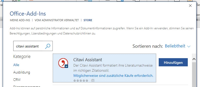 Citavi Web: Addin Assistant installieren