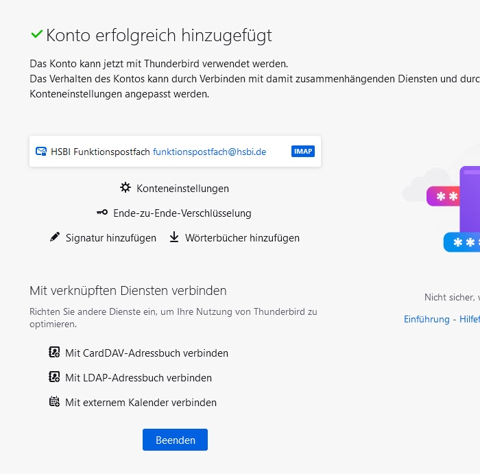 Thunderbird: Funktionspostfach fertig eingerichtet