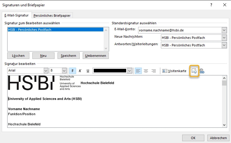Outlook: In Signatur Logo einfügen