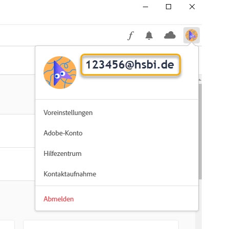 Adobe CC: Nutzerkonto einsehen