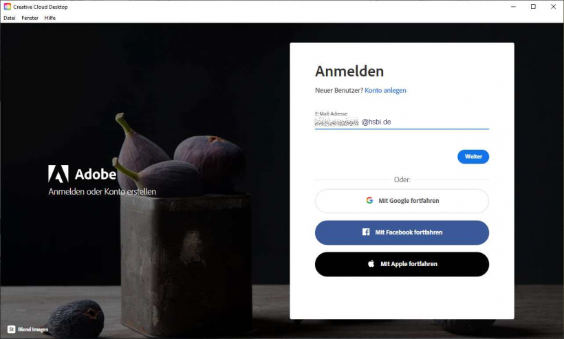 Adobe: Anmeldung an einer Adobe-Anwendung
