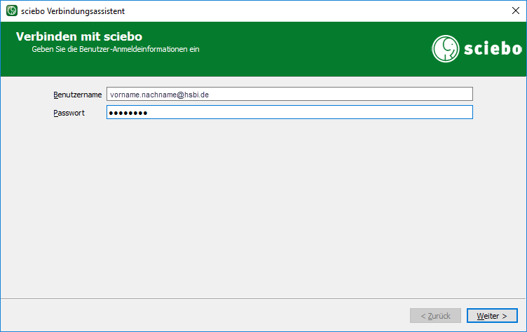 Anmeldung in sciebo