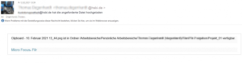 Filr: E-Mail über angeforderte Datei