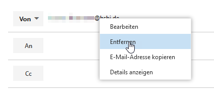 E-Mail-Adresse entfernen