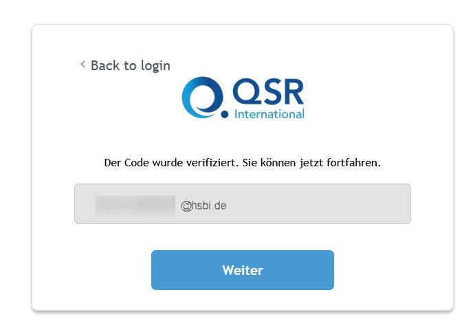 Bestätigungsocde erfolgreich verifiziert