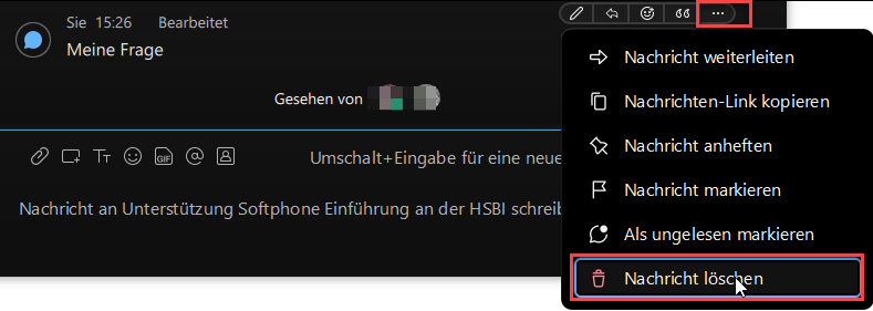 Webex: Eigene Nachricht löschen