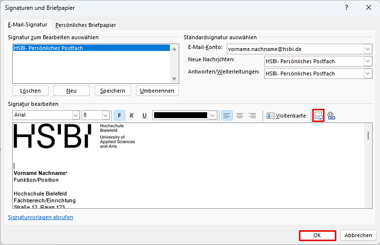 Outlook: In Signatur Logo einfügen
