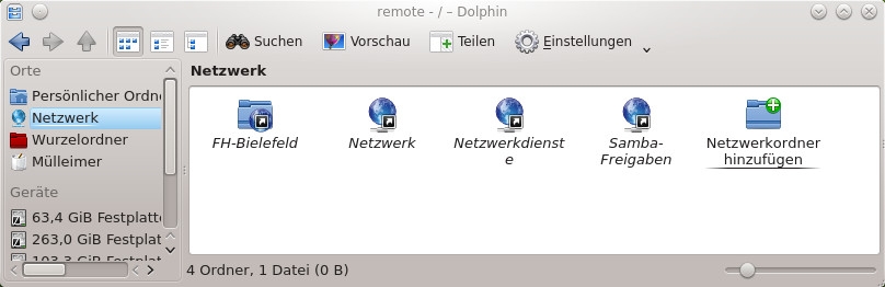 Dolphin in Netzwerkansicht