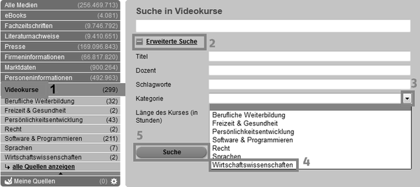 Wie finde ich Videokurse in der WISO Datenbank